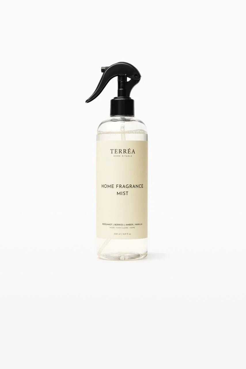 Terrea home fragrance mist bottle on a white background