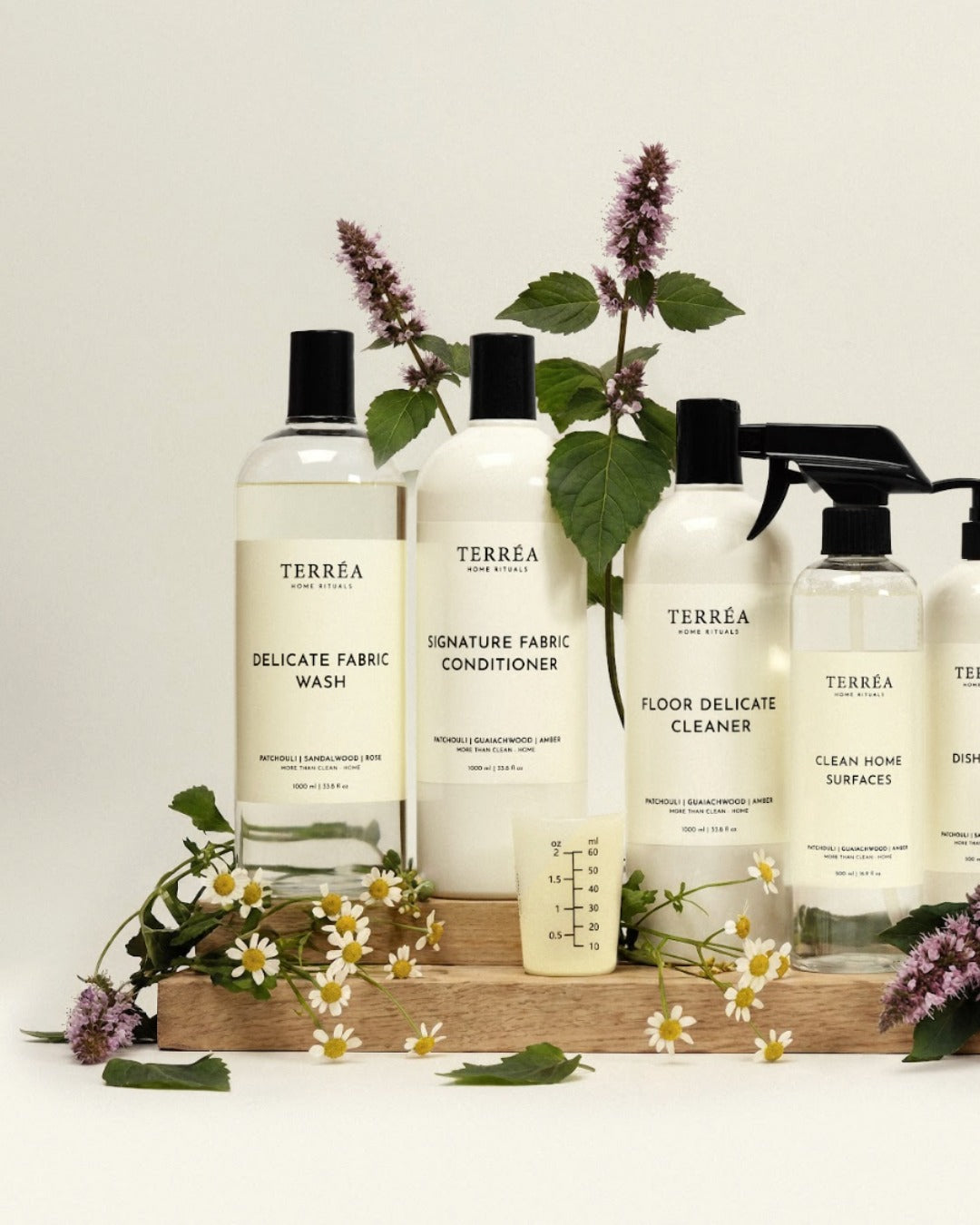 Terréa Delicate Fabric Wash, Signature Fabric Conditioner, Floor Delicate Cleaner and Clean Home Surfaces with chamomile and mint