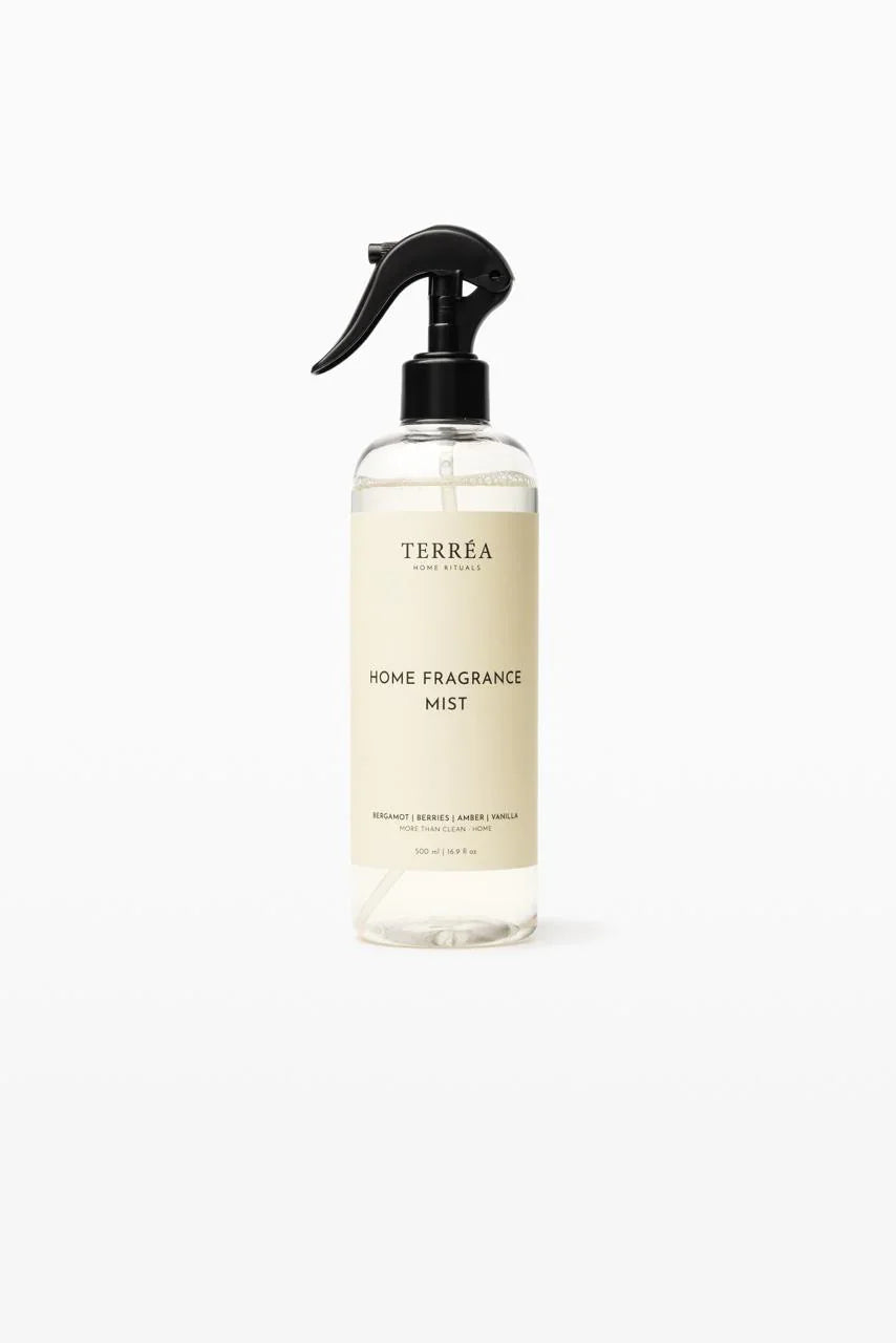 Terrea home fragrance mist bottle on a white background