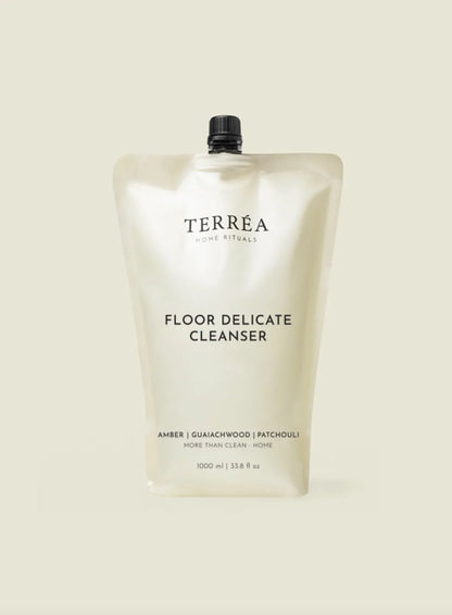 Terrea Floor Delicate Cleanser packaging on a beige background